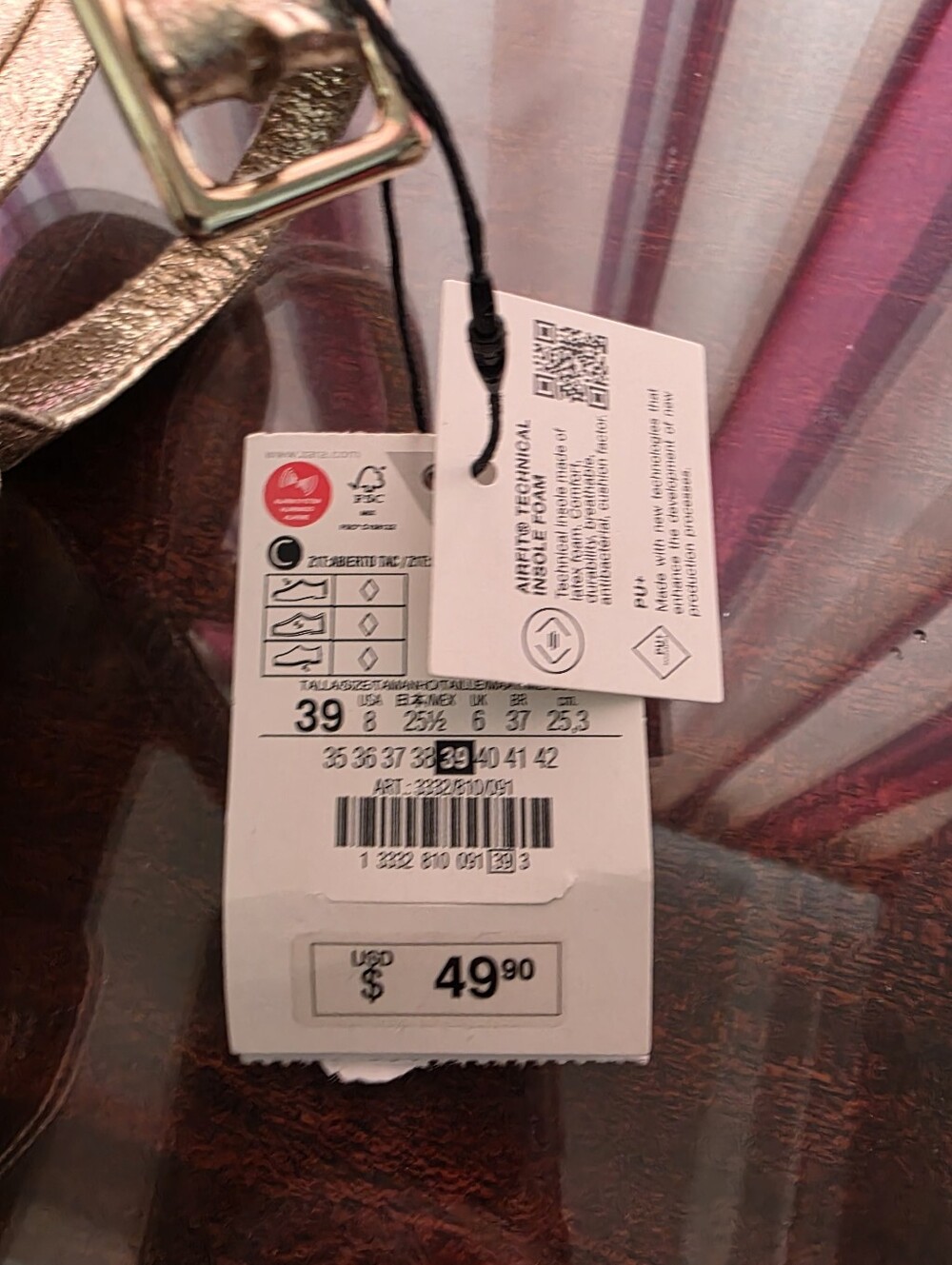 NWT Zara Gold Metallic Platform Block Heel Sandals Size 8/39 - Picture 3 of 3